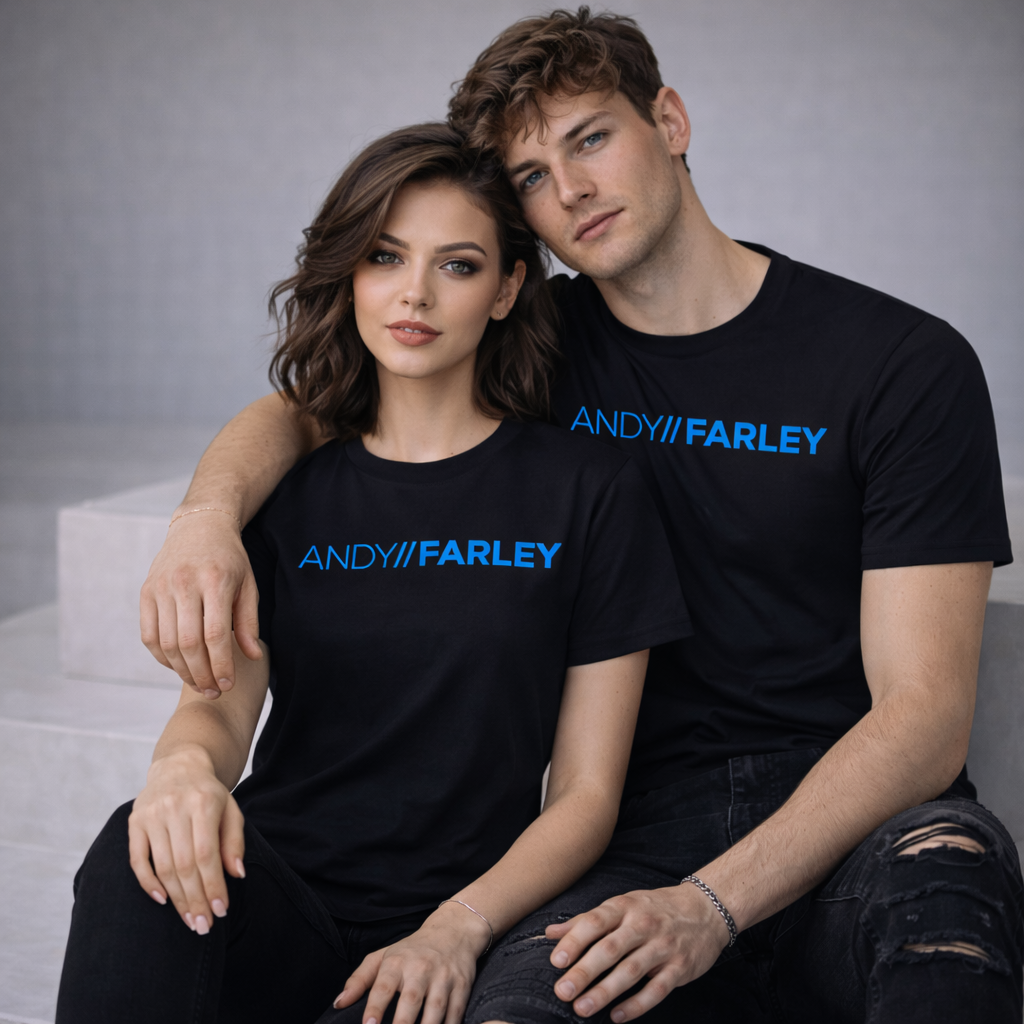 Andy Farley – Branded , Blue Printed, T-shirt