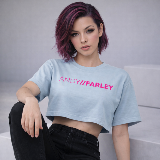 Andy Farley Pink Branded - Ladies Heavyweight Washed Cropped T-Shirt
