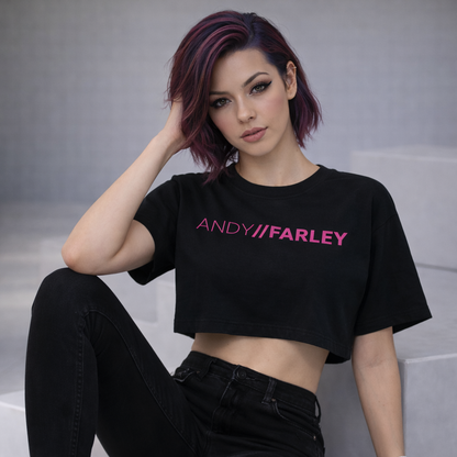 Andy Farley Pink Branded -  Ladies Heavyweight Washed Cropped T-Shirt