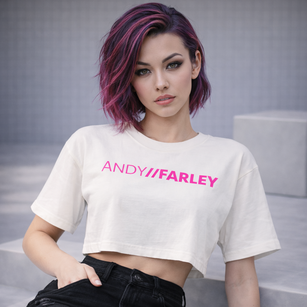 Andy Farley Pink Branded -  Ladies Heavyweight Washed Cropped T-Shirt