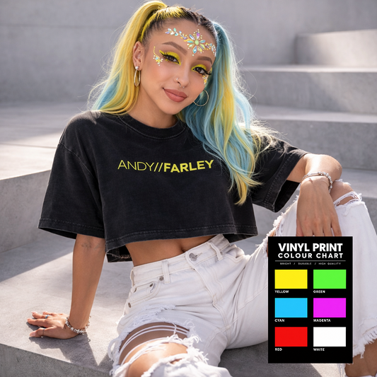 Andy Farley Branded -  Ladies Washed Cropped T-Shirt