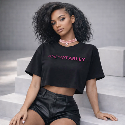 Andy Farley Pink Branded -  Ladies Heavyweight Washed Cropped T-Shirt