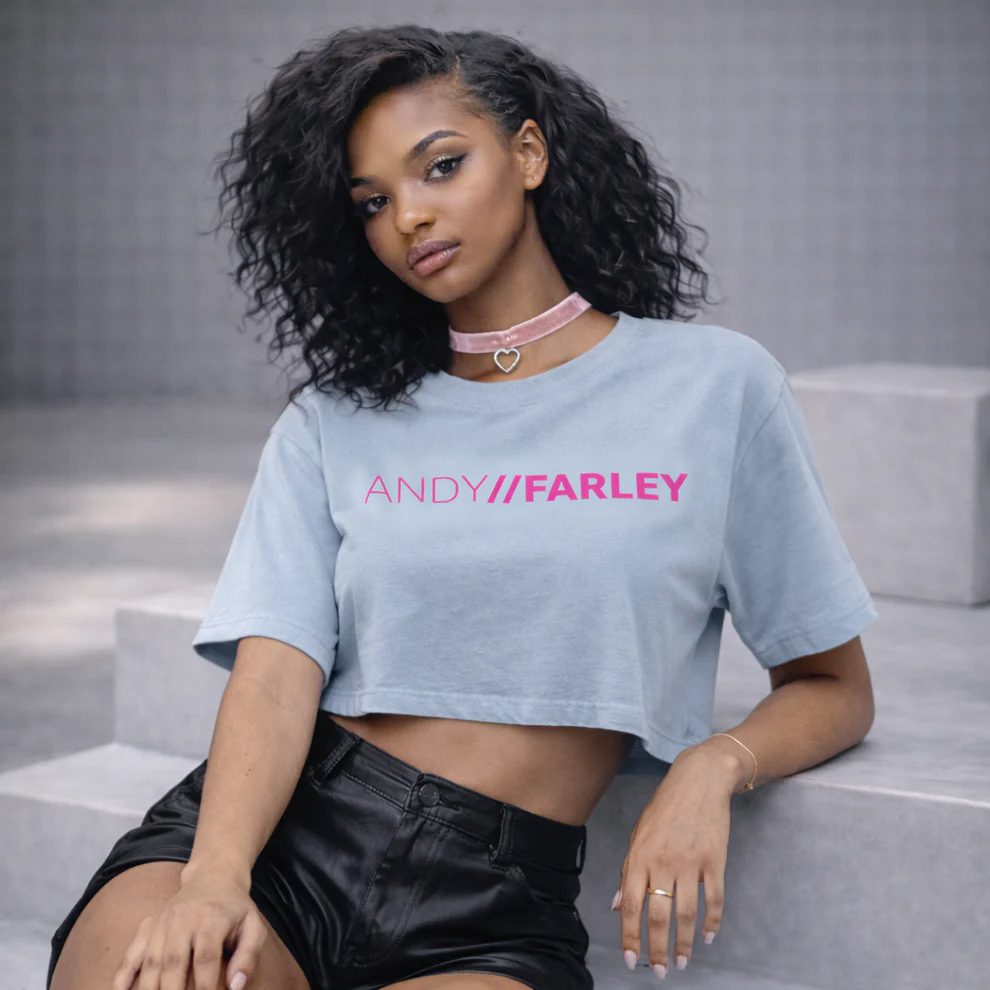 Andy Farley Pink Branded -  Ladies Heavyweight Washed Cropped T-Shirt