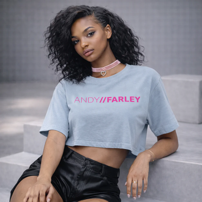 Andy Farley Pink Branded -  Ladies Heavyweight Washed Cropped T-Shirt