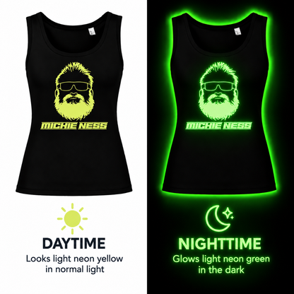 Mickie Ness Branded Ladies Vest - Colour-Shift: Neon Daylight, Glow in Dark and UV