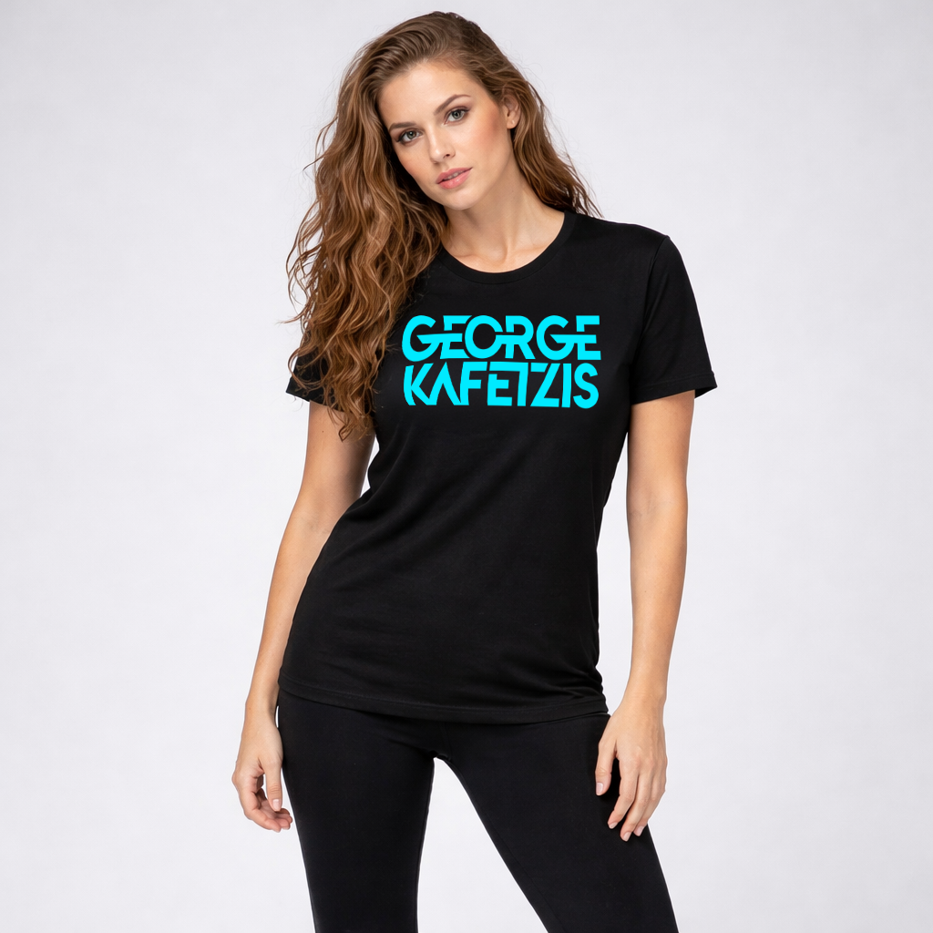 GEORGE KAFETZIS Branded Colour-Shift: Blue in Daylight, Neon Blue in the Dark T-shirt