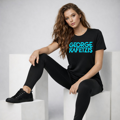 GEORGE KAFETZIS Branded Colour-Shift: Blue in Daylight, Neon Blue in the Dark T-shirt